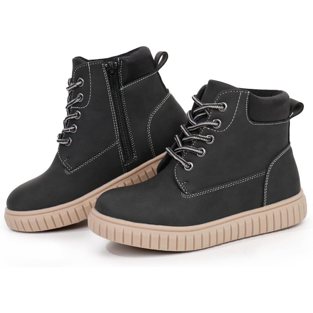 Kids Black Synthetic Boot-Like High Top Design Zipper Ankle Boots Sneaker Shoes